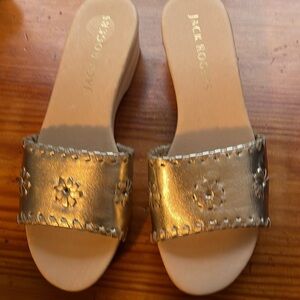 Jack Rogers gold platform slides size 7.5